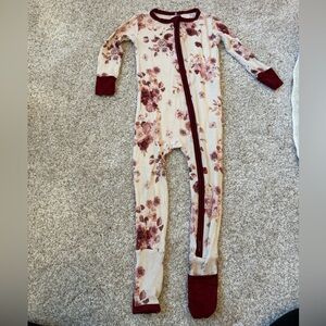 Posh Peanut Burgundy Floral Convertible onesie